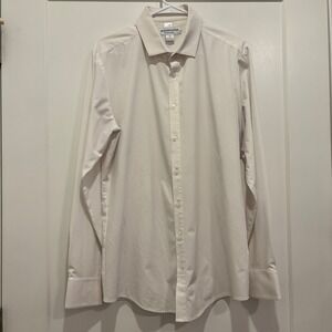 Mizzen+Main Mens Trim Fit Performance Dress Shirt White Long Sleeve Size M